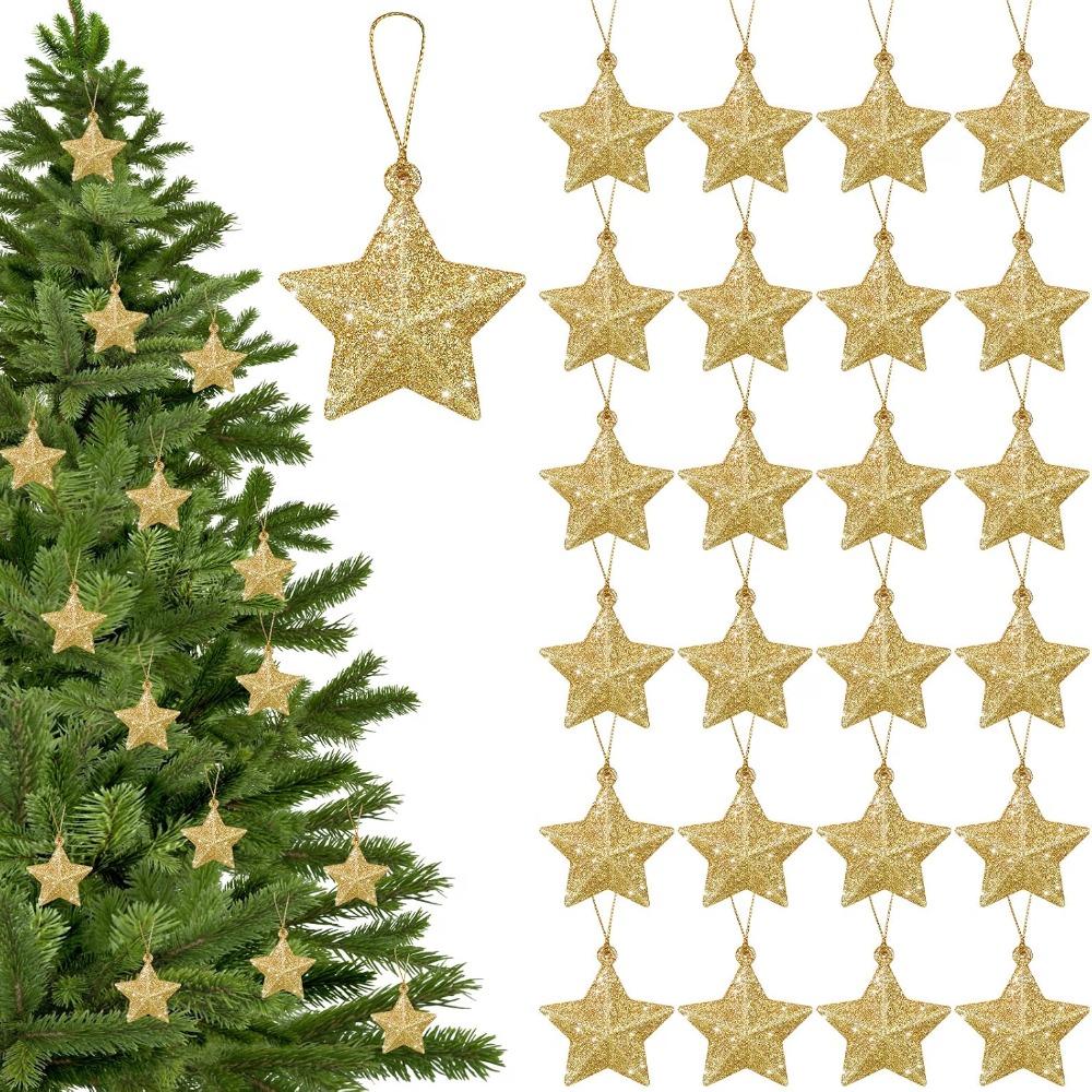 6Pcs DIY Star Ornaments Mini Xmas Tree Decoration Holiday Decorations
