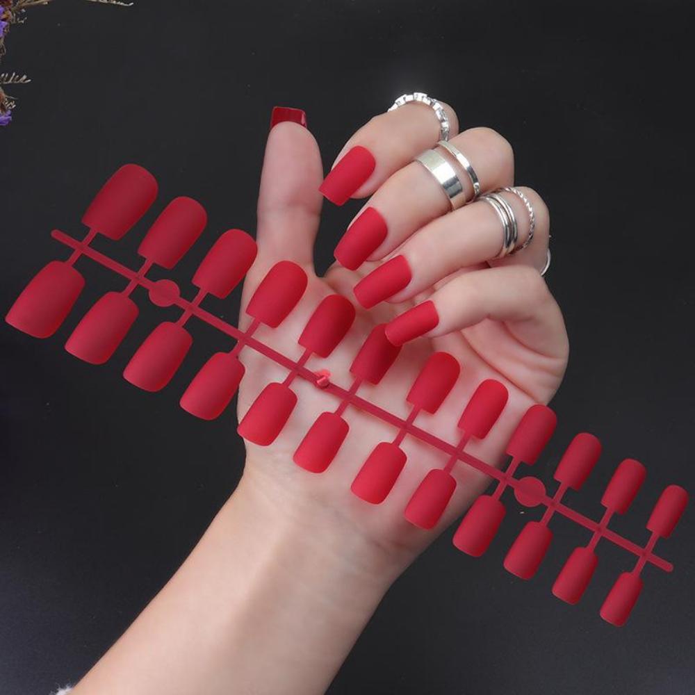 24 шт./компл. DIY быстрые ногти с длинной квадратной головкой, матовые накладные ногти, разноцветные полоски, готовый маникюр, маникюр