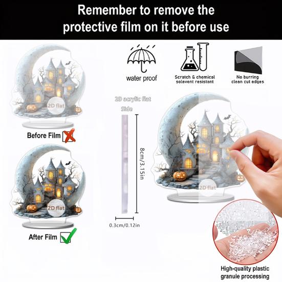 Хэллоуинские украшения 2D акриловые плоские призрачные украшения с подсветкой жуткий ночник украшения для стола дома офиса кафе