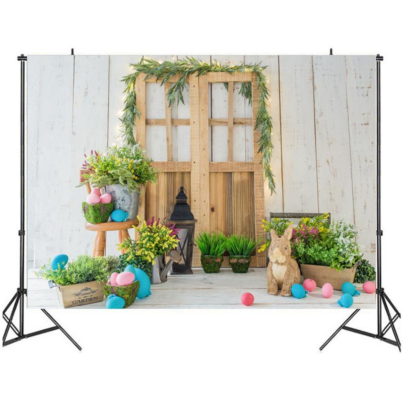 Пасхальный фон для вечеринки, фон для фотосъемки, кролик, цветные яйца, реквизит для детской фотостудии