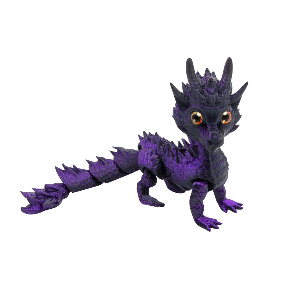 3D-печатный игрушечный дракон с длинной шерстью, разноцветный градиентный орнамент