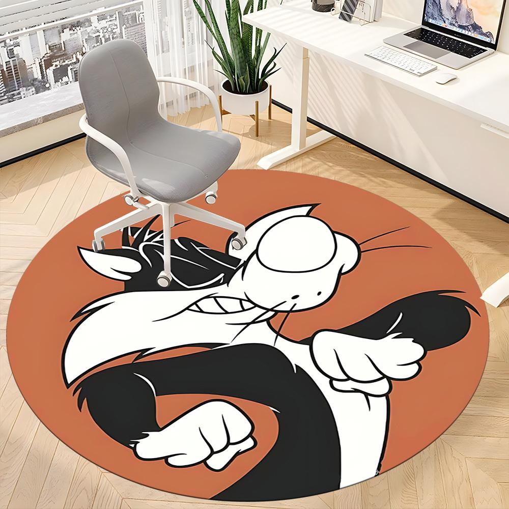 1pc Looney Tunes Office Round Area Rug, Bedroom Living Room Home Decor, Room Deco,  Offic a1016119