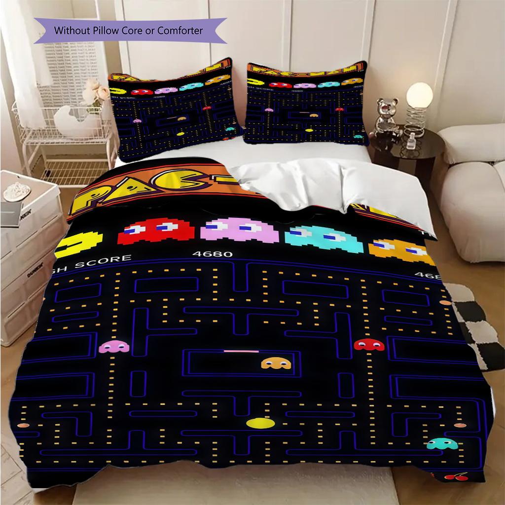 Classic PacMan Maze Adventure Bedding(1 * duvet cover + 2 * pillowcase, without core) Soft and comfortable Christmas birthday gift Bedding set