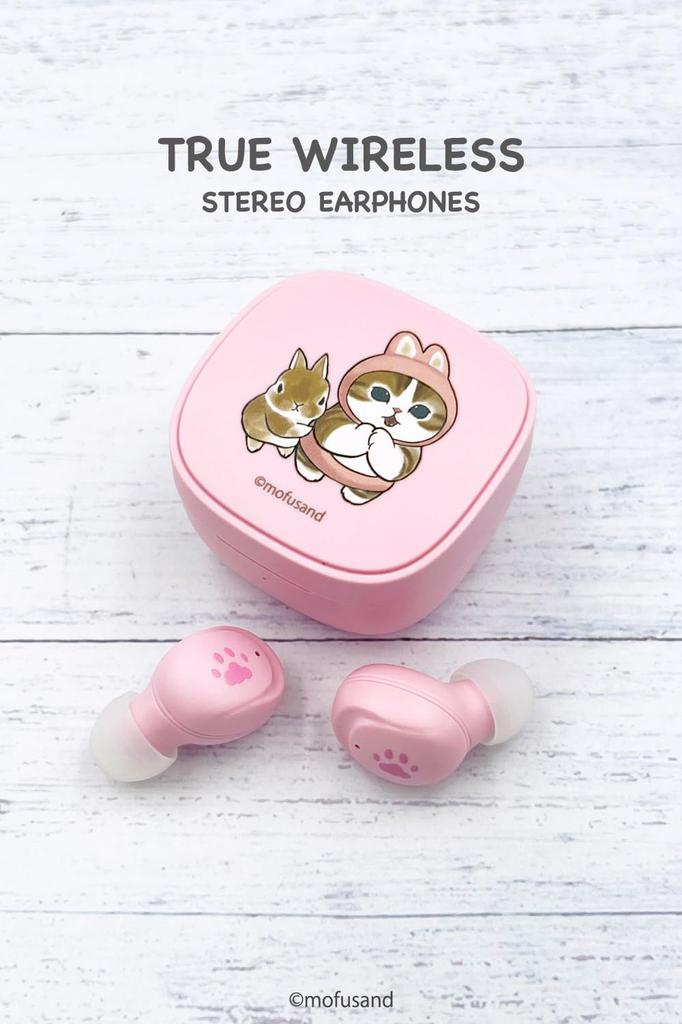 Беспроводные наушники-вкладыши Tama Electronics mofusand True Wireless, водонепроницаемость IPX4, Кролик 2, (Цветение вишни, Дизайн) SQ-BS75CB-MS3