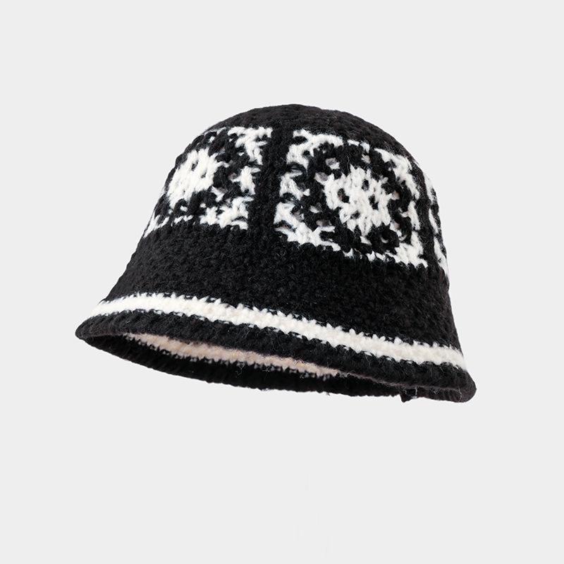 Niche Hand-плетеная шляпа женская шляпа-ведро с изображением маленького лица универсальная вязаная шерстяная шляпа Guochao танцующий лев толстая