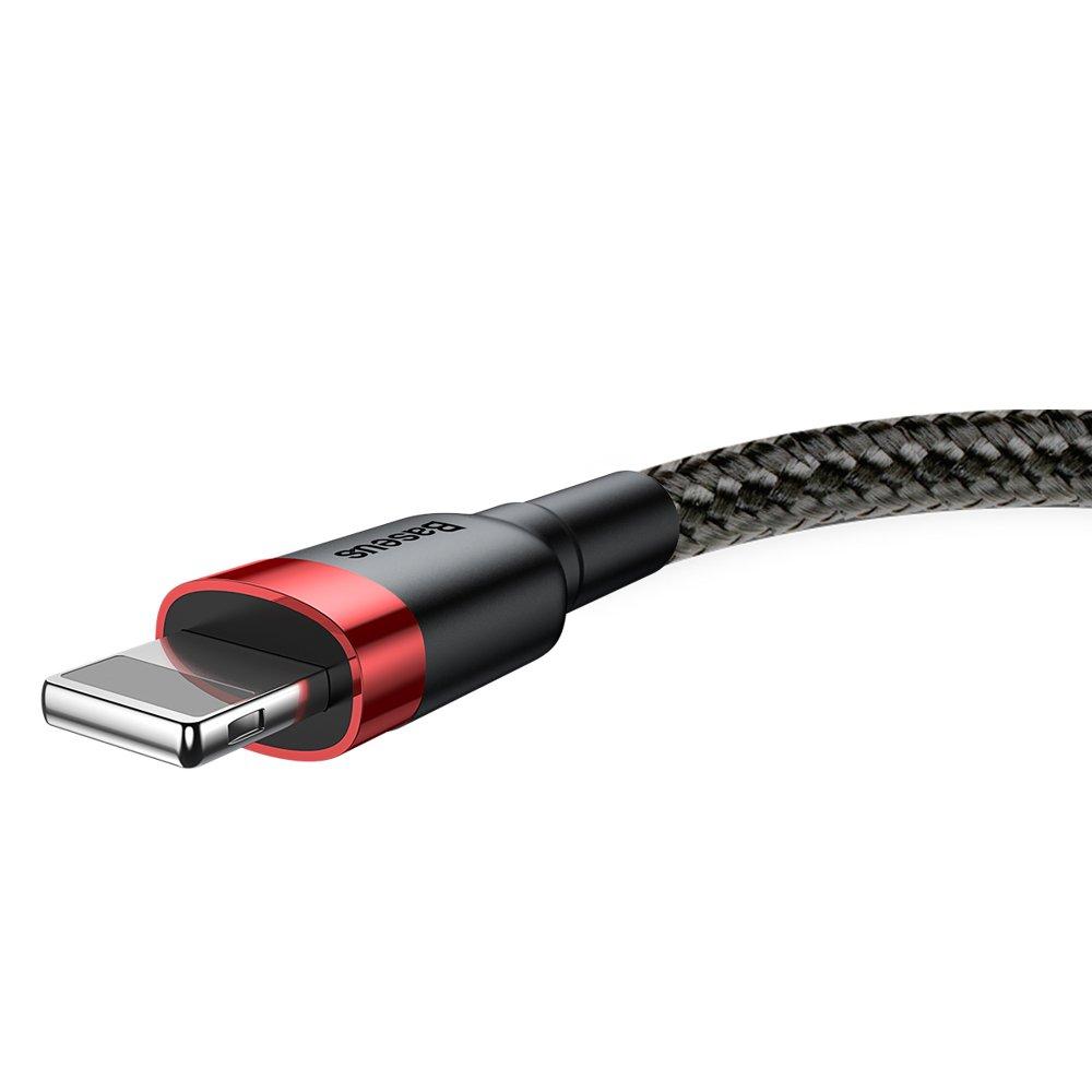 Durable Nylon Cable USB Iphone Lightning QC30 2A 3M Black/Red