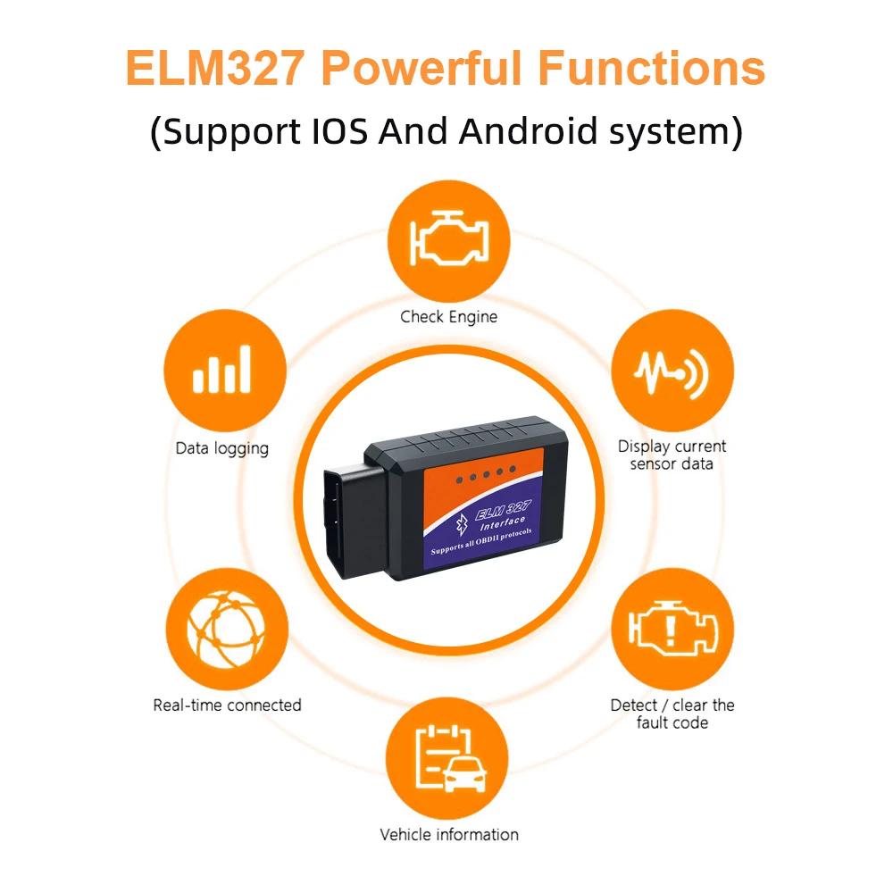 Universal ELM 327 V2.1 OBD2 Bluetooth Reader ELM327 OBDII Automotive Accessories OBD2 Automotive Diagnostic Tool Scanner