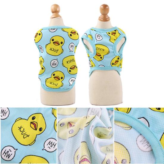 Весна Лето Дышащий Мультяшный Узор Утка Кошка Собака Сетчатый Жилет Одежда для Питомцев