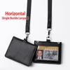 Genuine Leather ID Card Holder  Reporter Police Office Worker Neck Lanyard Badge Name Tag Chest Cards Cases Business Work Card Credit Card Holder