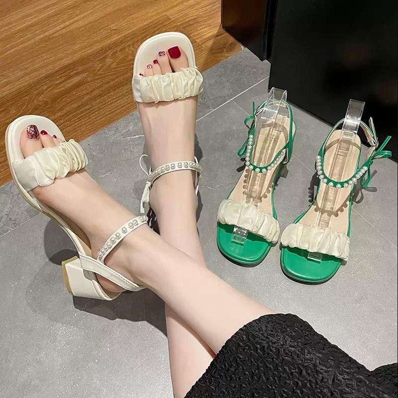 2024 Summer Fashion Sandals Fairy Style Slippers Bow High Heels Women Shoes Pumps