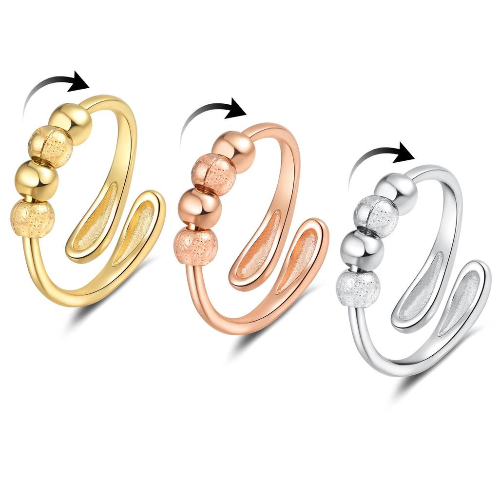 Korean Style Rotating Beaded Anxiety Ring for Women