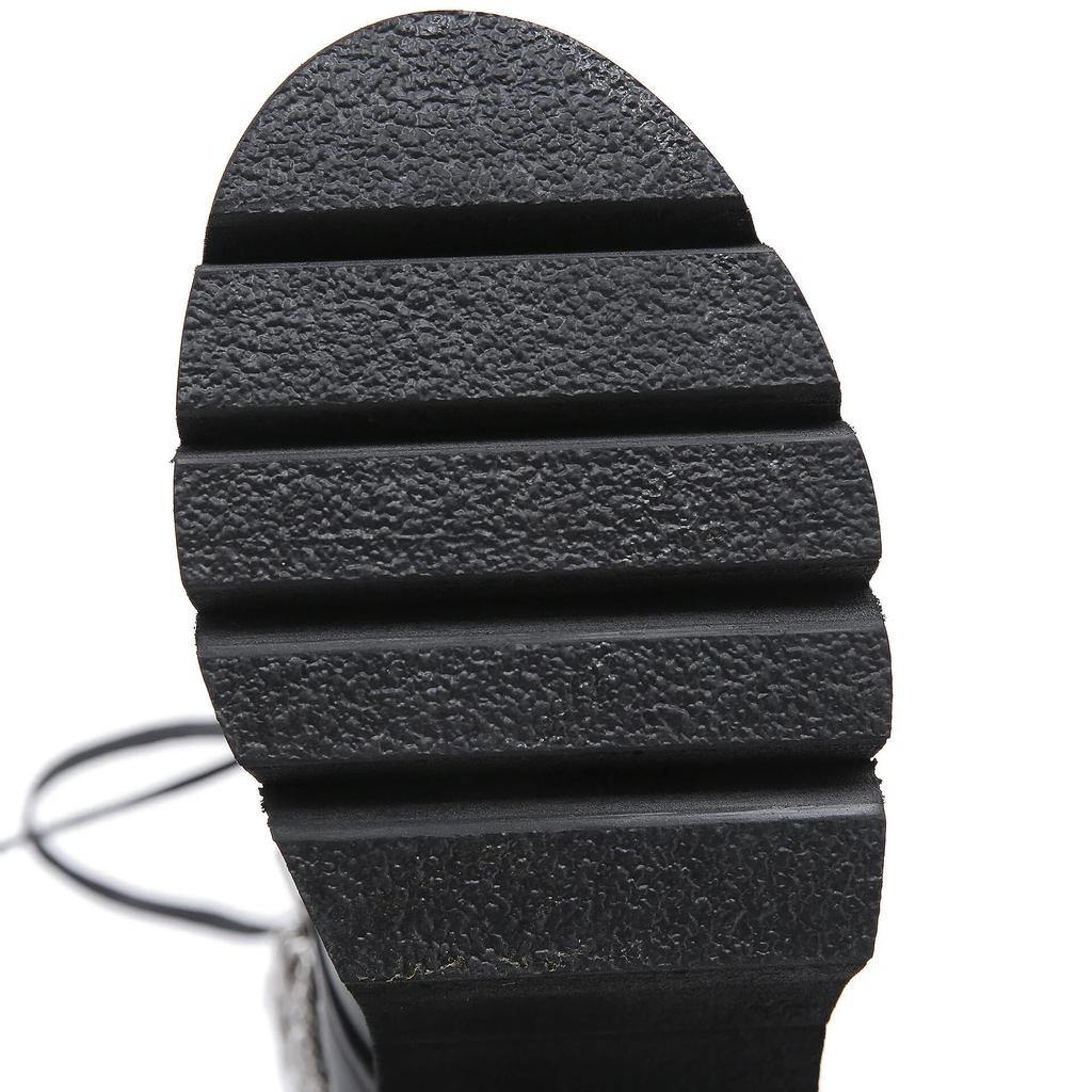 Новинка 2024 года, туфли на каблуке 8,5 см, боковая молния на толстом каблуке, толстая подошва, заклепки на ремне с пряжкой, женские ботинки с цепочкой, Lhx