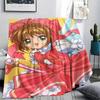 1 шт. Фланелевое одеяло с принтом Cardcaptor Sakura, Высококачественное, Удобное для всех сезонов, Домашний декор, Тепло и уют, Идеально для рождественских подарков
