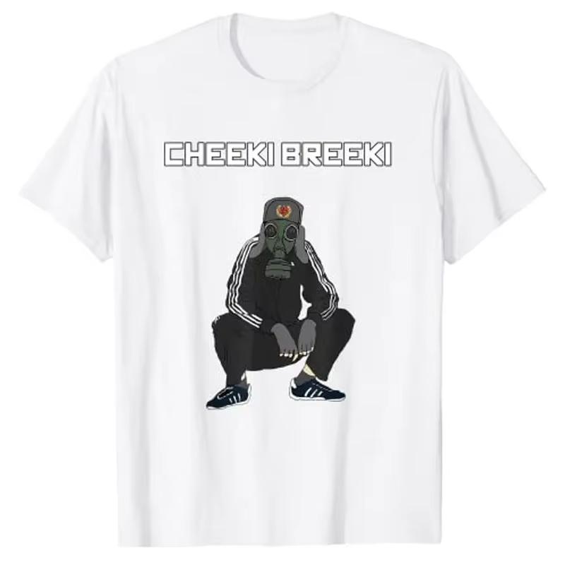 2025 Cheeki Breeki Гопник Славянский Стиль Смешная Игровая Сталкерская Футболка Юмор Смешная Графическая Футболка Топы Мужская Одежда Индивидуальные Товары