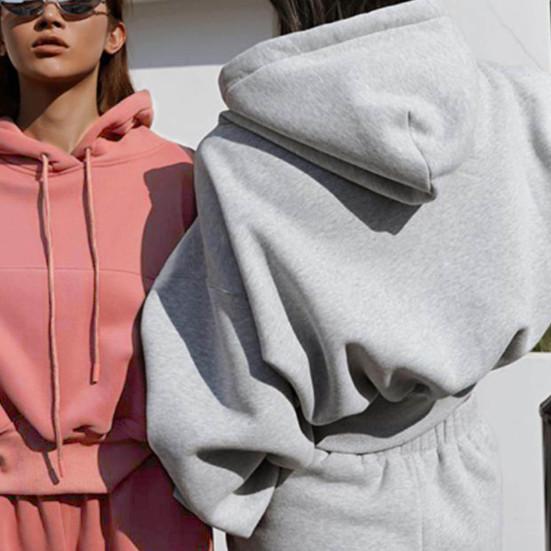 2 шт./компл. осенние брюки с капюшоном, комплект со свободной эластичной резинкой на талии, длинными рукавами, с капюшоном, однотонный, сохраняет тепло, толстый