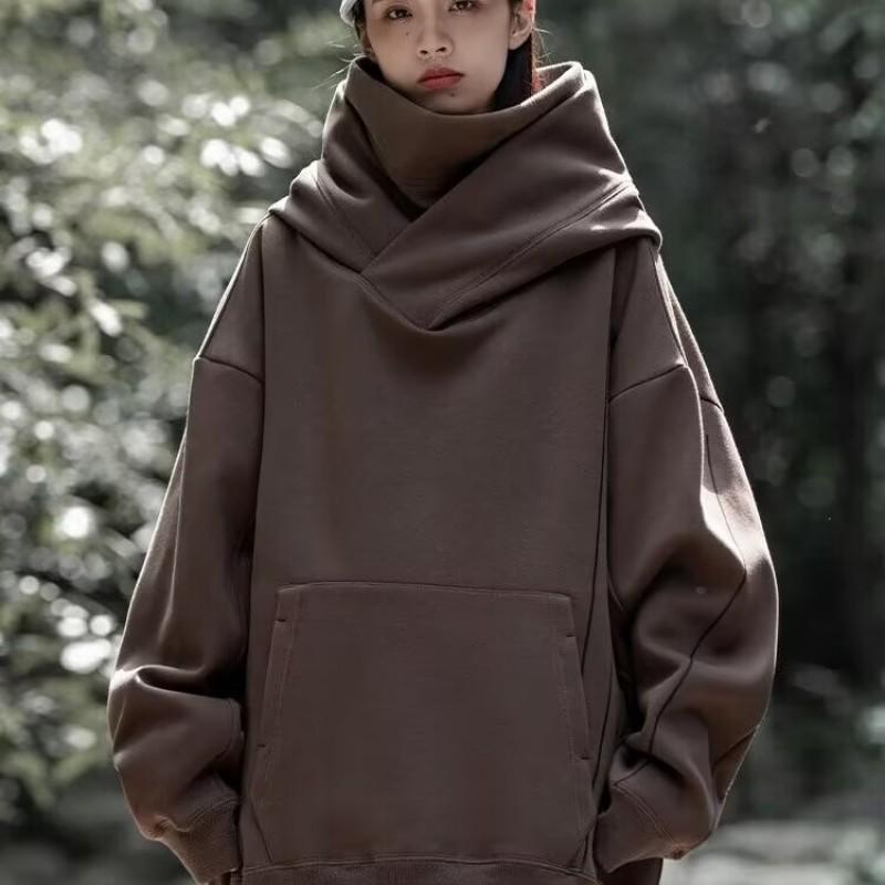 Unisex Oversized Hooded High-Neck Streetwear Sweatshirt