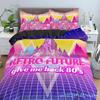Retro Duvet Cover Set Vintage Give Me Back 80s Pattern Bedding Set Microfiber Queen King Size Quilt Cover 3Pcs For Teens Adult