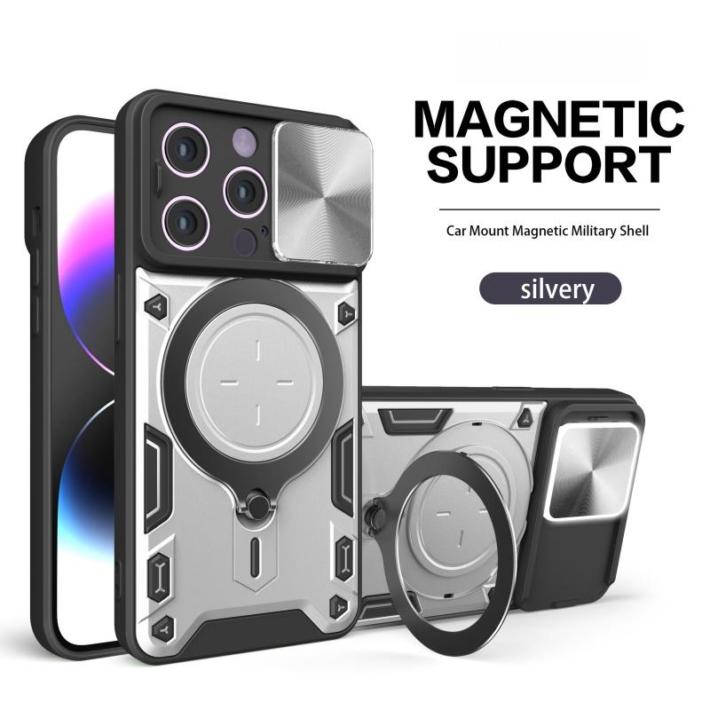 Роскошный противоударный чехол для iPhone 16 15 14 13 Pro Max Plus с выдвижной защитой объектива, многофункциональный жесткий бронированный чехол Funda