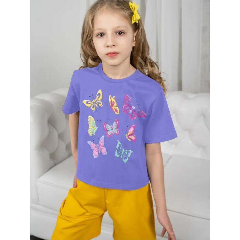 Футболки для детей Милый кот 3D-принт Летние Повседневные Мультяшный узор Футболки с коротким рукавом Для улицы Простые