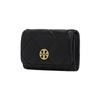 TORY BURCH Tangli Baiqi Willa Quilted Logo Snap Closure Leather Card Holder Regular Unisex Couple Style Black 150075-001-black