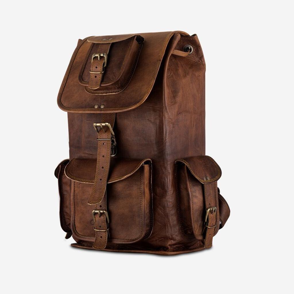 Винтажная коричневая кожаная сумка для ноутбука ручной работы, дорожный походный повседневный рюкзак, рюкзак