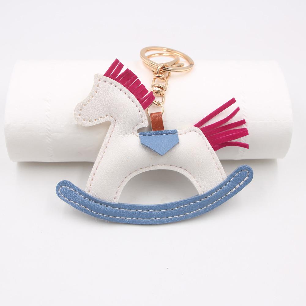 Креативная подвеска на рюкзак в виде качающейся лошади, подвеска для автомобиля, карусель, брелок в виде пони с хлопковым наполнителем, ювелирная цепочка