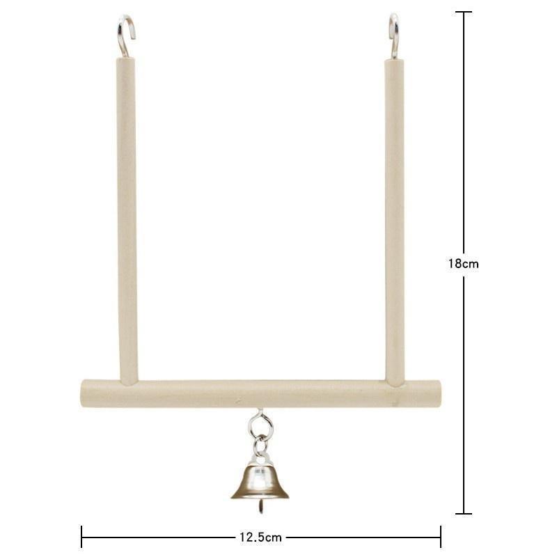 Деревянная качающаяся трапеция с колокольчиком, клетка для птиц, волнистый попугайчик, канарейка, игрушка 12см x 13см