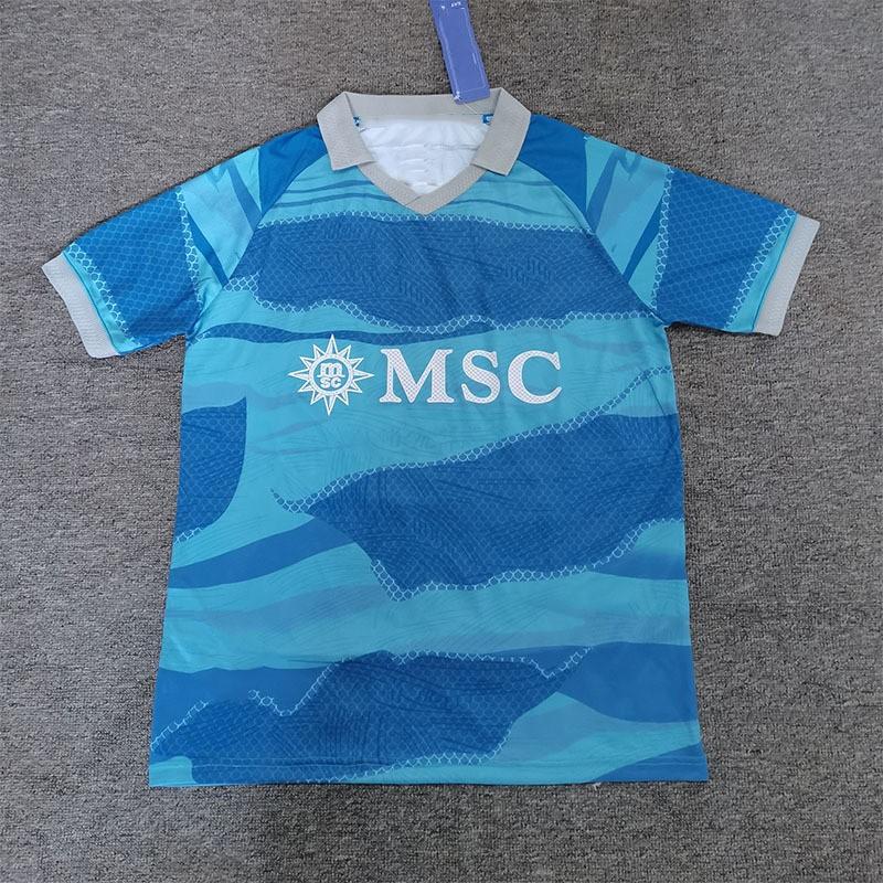 Mens Napoli Home Soccer Jersey Short Sleeve Bamboo Fiber Football Shirt Sportswear