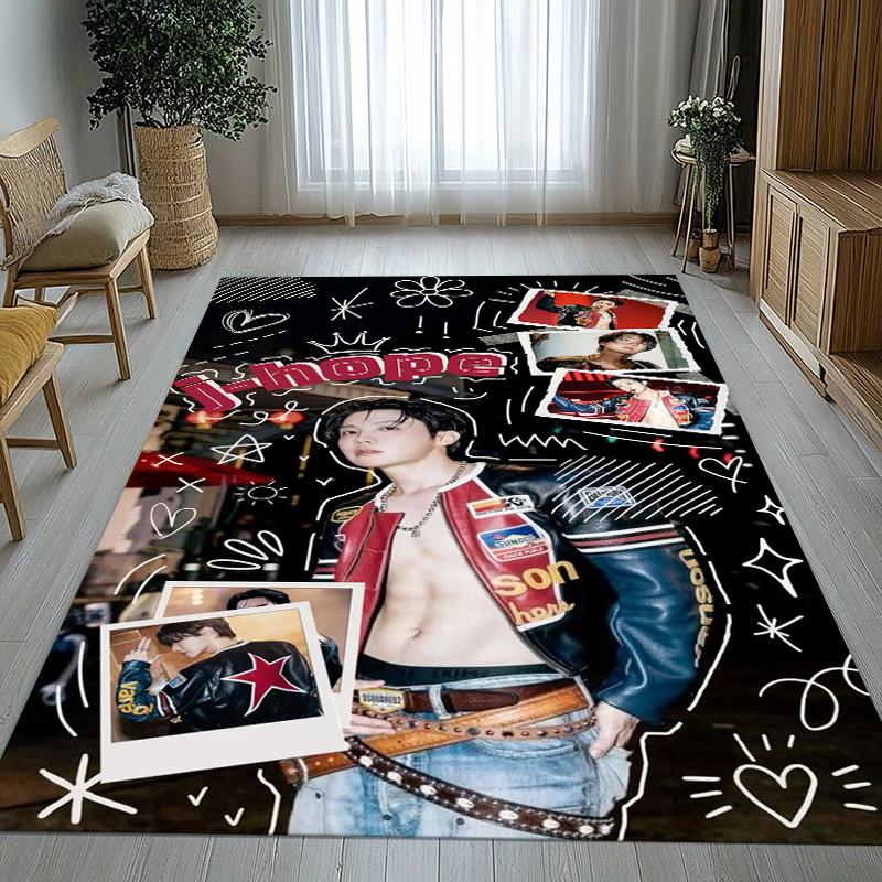 Чон Хосок J Hope Kpop B-BTS Ковер для гостиной с противоскользящей основой Мягкий ковер для спальни Детской игровой комнаты Дивана, Домашний декор Придверный коврик Подарок
