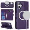 For iPhone 16 Plus Wallet Case Compatible with MagSafe Anti-Drop Detachable PU Leather Phone Cover