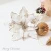 Flannel Fabric Christmas Artificial Flowers Glitter 28cm Xmas Decorative Flowers Plastic DIY Glitter Poinsettia Christmas Decor