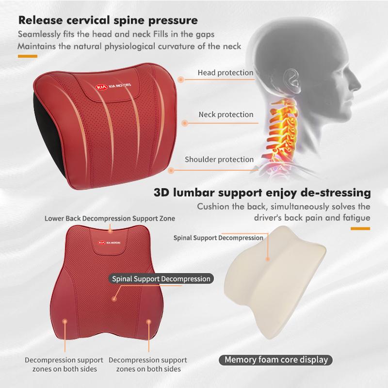 For KIA Car Neck Cushion Lumbar Support Pillow Waist Cushion Sportage Rio Ceed Niro Soul Stonic Picanto Proceed WS5