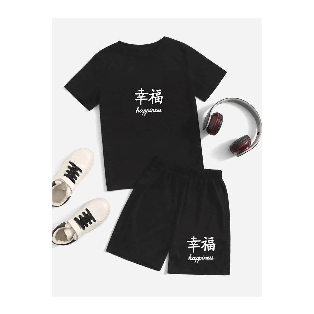 Черные шорты с принтом для девочек и мальчиков (команда)