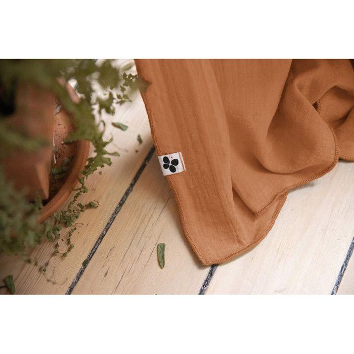 Rideau ajustable + 8 anneaux pince "Gaïa" 140 x 300 cm "Gaze de Coton" - Abricot
