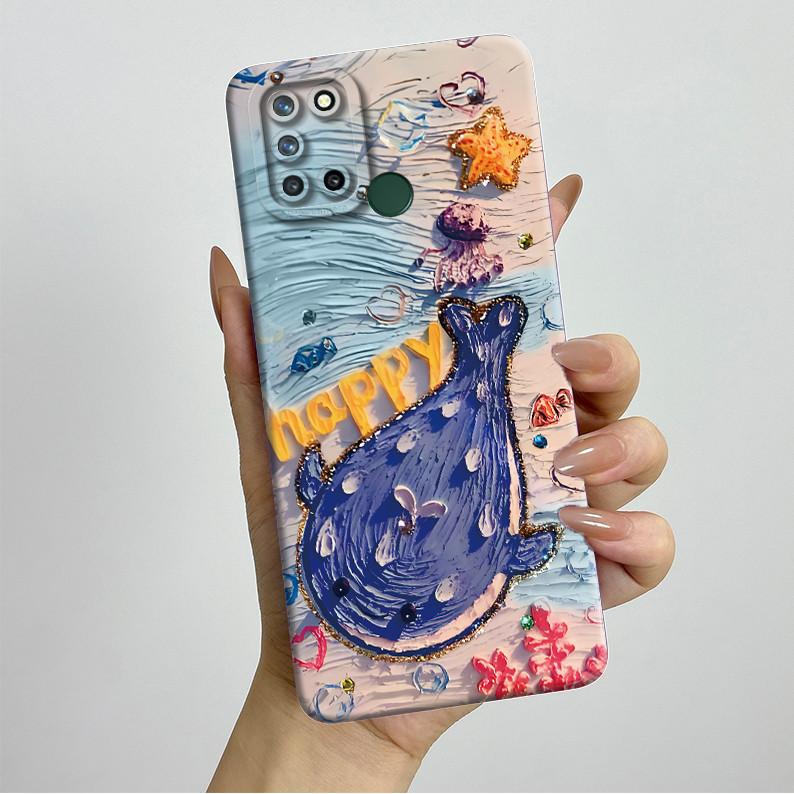 Phone Case For Realme 7I RMX2103 C17 Shockproof Case For Realme C17 Pretty Flowers Liquid Soft Silicone Back Cover Bumper Fundas