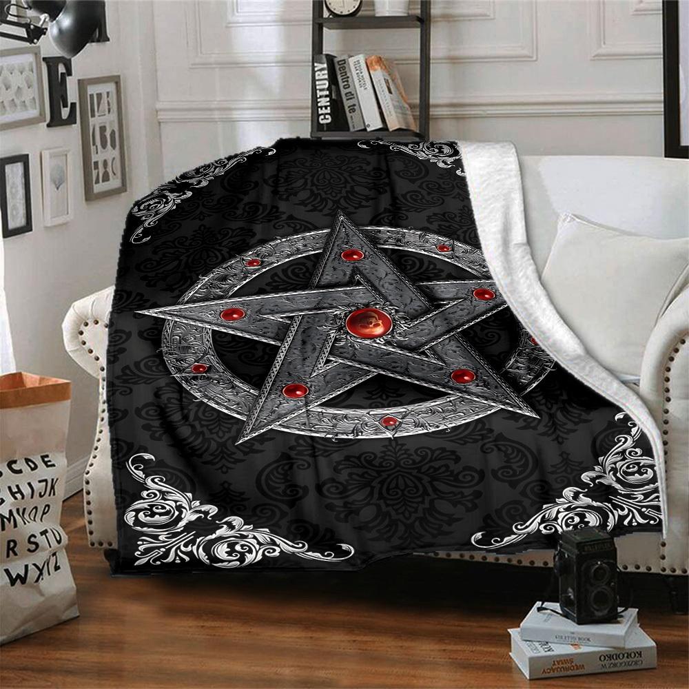 1pc Pentagram, Ornate Blanket Lightweight Flannel Blanket Throw Blanket For Sofa, Bed, Travel, Camping, Livingroom, Couch, Chair, And Bed yy2509026181