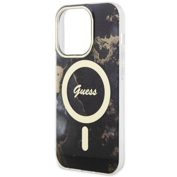 Etui do iPhone 14 Pro Guess MagSafe Golden Marble Czarny