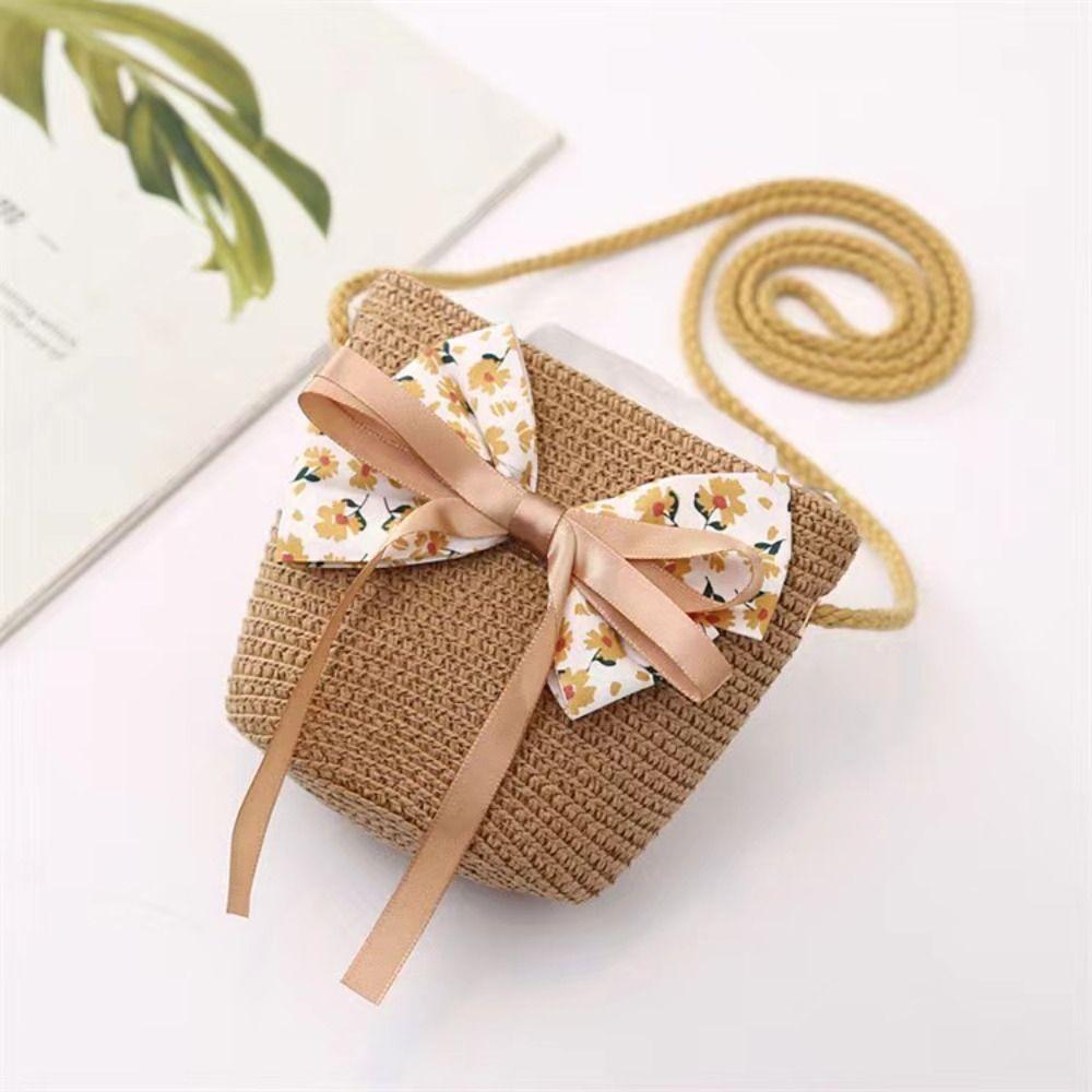 Милая шляпа от солнца с большими полями для малышей, детская соломенная шляпа, сумка для девочек