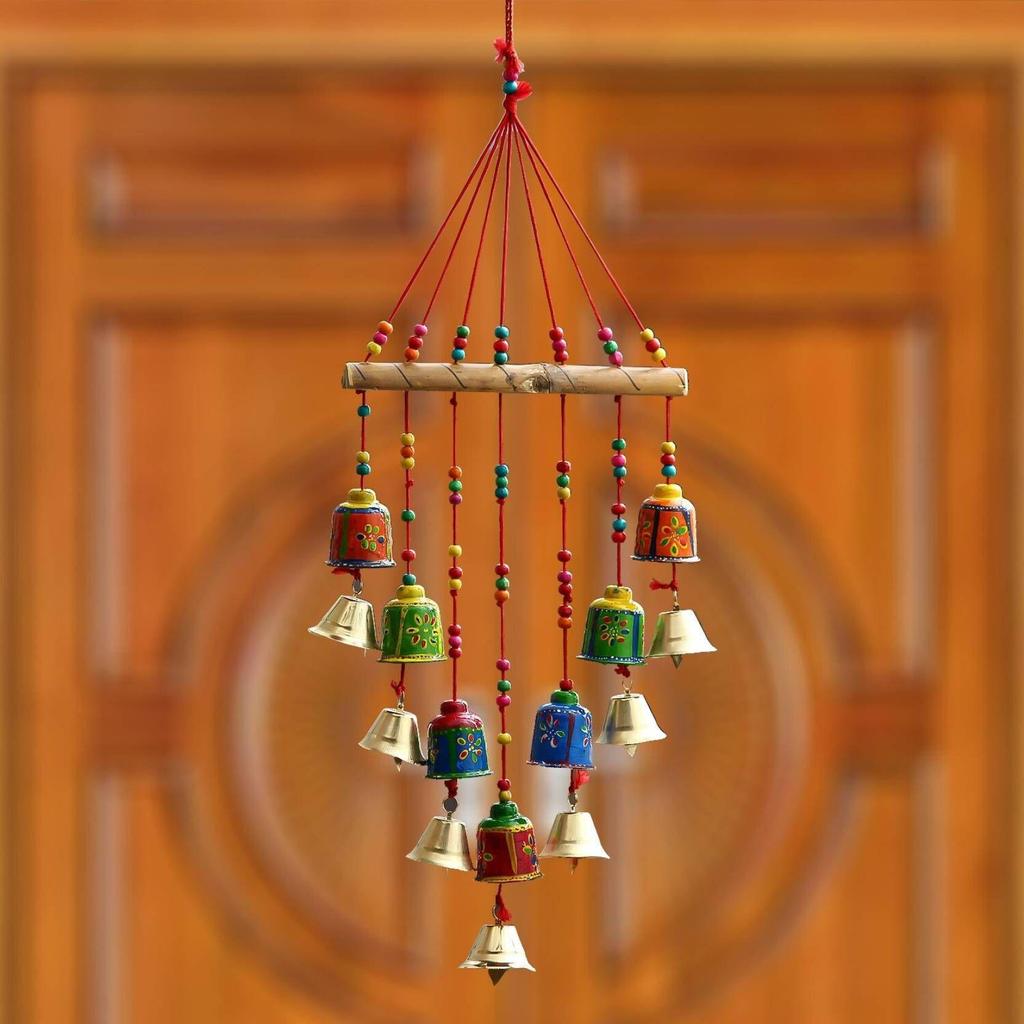 Handcrafted Wall/Door/Window Hanging Decorative Showpiece - 54 Cm (Brass, Paper Mache, Multicolor)