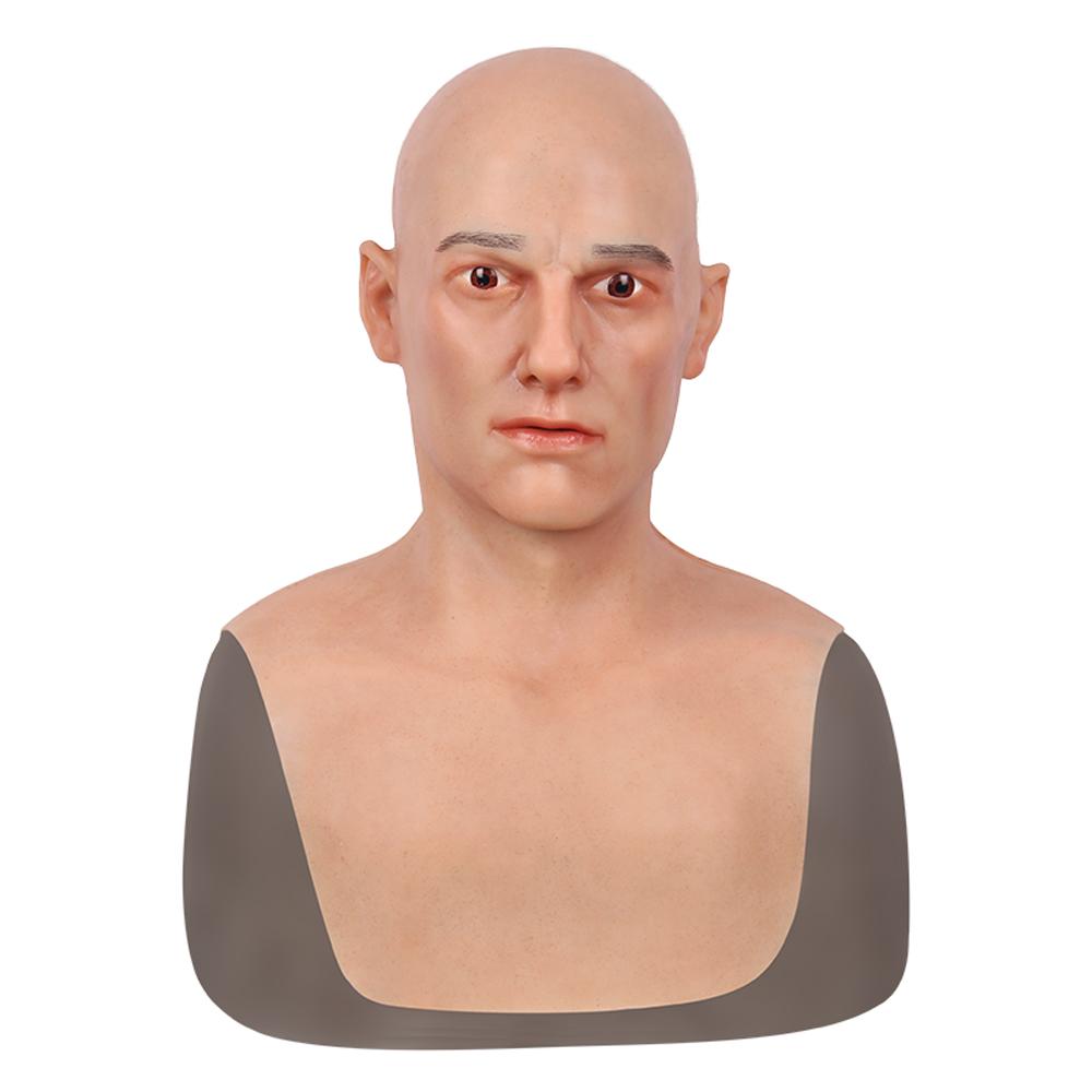 Realistic Male Face Party Mask 100% Silicone Facemask Full Head Cover Soft Elastic Silicon for Cosplay