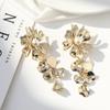 Metal Flower Pearl Drop Earrings for Women Trendy Geometric Fashion Brincos Wedding Tassel Earring