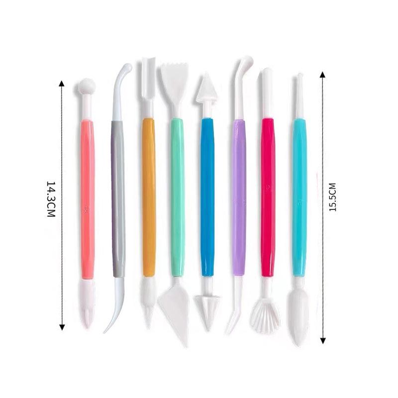 Набор инструментов для лепки из сверхлегкой глины: Нож, доска для прессования, скалка и набор игл для изготовления фигурок из полимерной глины своими руками.