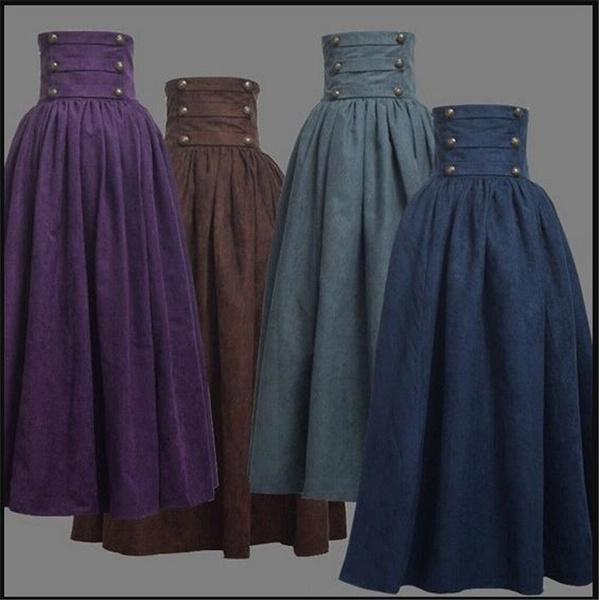 Women's Victorian Dress Vintage High Waist A-line Skirt Cosplay Dress Gothic Skirt Lolita Steampunk High Waist Walking Skirt