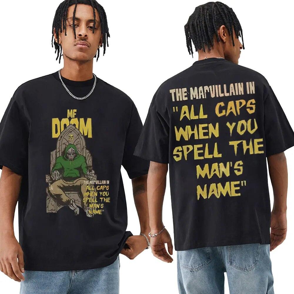 Винтажная рубашка Mf Doom, женская футболка унисекс Mf Doom Merch, рэперская футболка с двусторонним принтом, большие уличные футболки, одежда унисекс