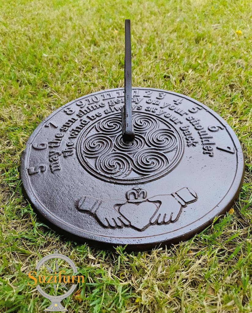 Claddagh Sundial in French Bronze Ideal for Couples and weddings