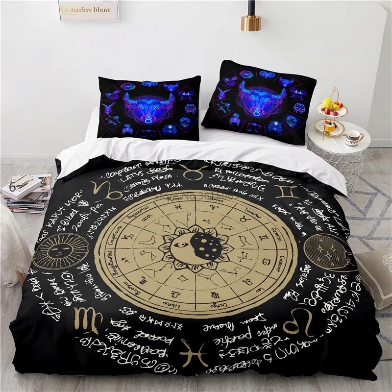 Zodiac Constellation Starry Sky Printed Duvet Cover Set Pillowcase 3d Bedding Set Europe/Australia/USA Twin Full Queen King Size