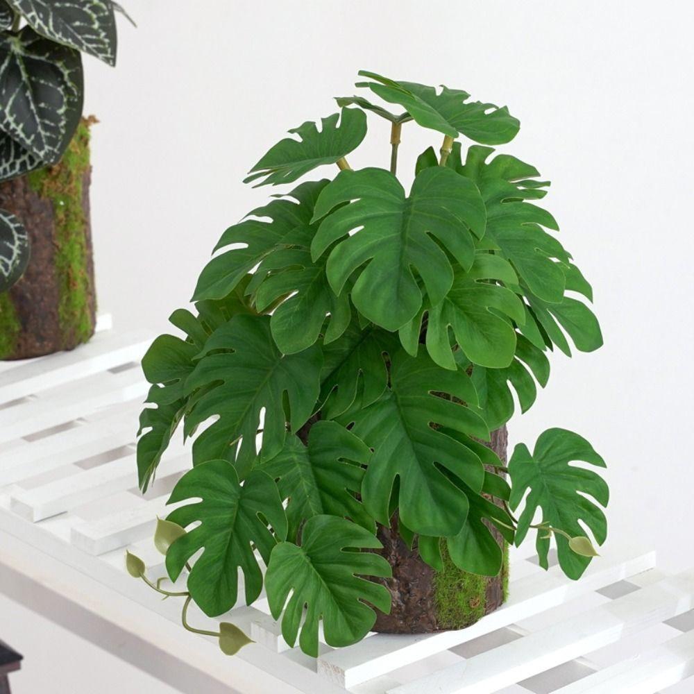 23 листа зеленых горшечных растений большая шелковая черепаха спина бамбуковые листья домашний садовый декор