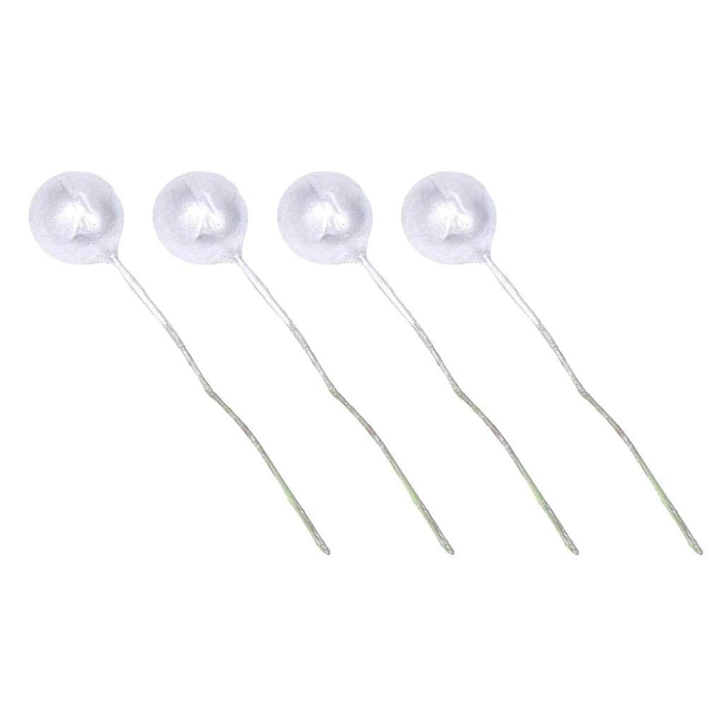 Искусственные ягоды падуба, 10 мм, искусственные ягоды для декора на проволоке, для украшения рождественской елки, цветочного венка, для поделок своими руками (Упаковка 50 штук, Серебристый)