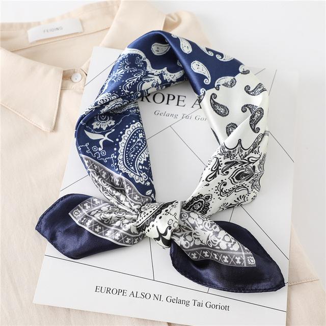 Fashion Silk Square Scarf For Women 60cm Satin Neck Hair Tie Band Bag Warp Soft Office Neckerchief Hijab Female EMA