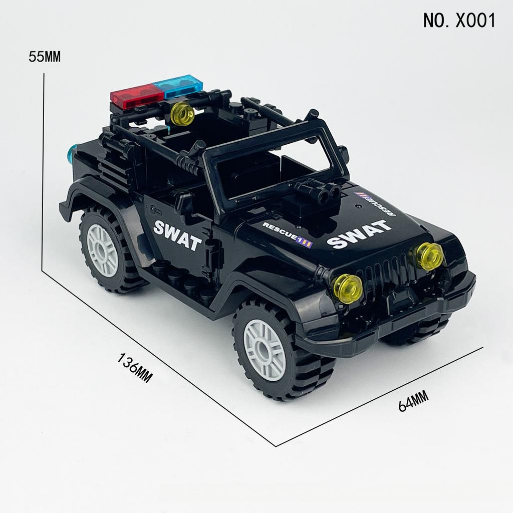 L-3 Black Jeep, маленький строительный блок в виде гранул, набор оружия, кукла SWAT, детская игрушка-строительный блок